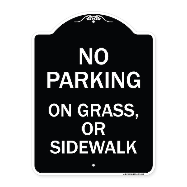 Signmission No Parking on Grass or Sidewalk Parking Heavy-Gauge Aluminum Sign, 24" x 18", BW-1824-23698 A-DES-BW-1824-23698 - main